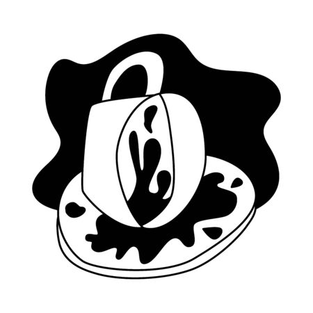 Fortune teelling, divination isolated cup of coffee for mystic sphere of activity, shop. Witch store. Idea Taromancy, esoteric books, presentation, website. Furtive telling and witchcraft icons. Vector doodle  illustrationsのイラスト素材