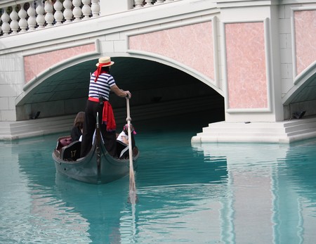 Gondola ride at Venice style hotel in Las Vegas.の写真素材