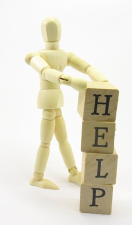 3D Man Building Help out of Blocksの写真素材