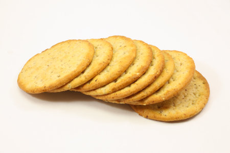 Deluxe tasty crackers on a white background.