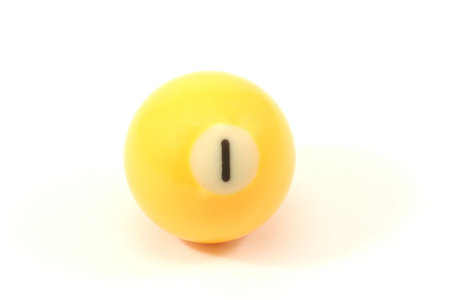 Billiard ball 1, one, isolated on a white background.