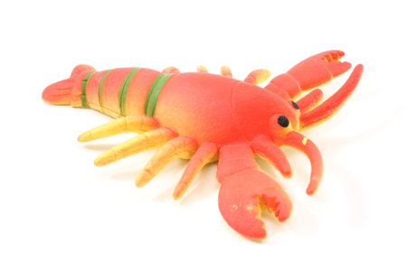 A lobster toy on a white background.の写真素材