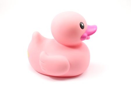 Light pink bathtime duck on a white backgroundの写真素材