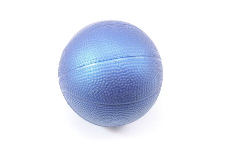 Children's toy blue ball on a white backgroundの写真素材