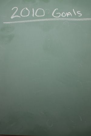 2010 Goals written in chalk on a blackboard.の写真素材