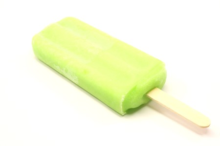 A lime flavored frozen ice cream on a white background.の写真素材