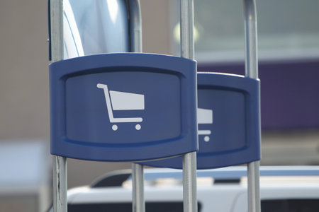 A shopping cart sign showing the stations where they belong.