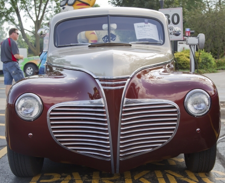 APPLETON, WI - JULY 21: 1941 Plymouth with Drive In Speaker at the 18th Annual WVBO Classic Car Show and Cruise at Fox Valley Technical College on July 21, 2012 in Appleton, Wisconsin.のeditorial素材