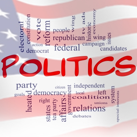 A red white and blue flag Politics Word Cloud Concept with great termsの写真素材
