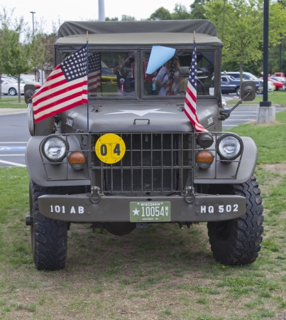 COMBINED LOCKS, WI - AUGUST 18: Front of a vintage US Army Truck at the 2nd Annual Horizon of Hope Generations Car and Truck Show on August 18, 2012 in Combined Locks, Wisconsin.のeditorial素材