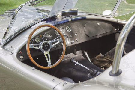 WAUPACA, WI - AUGUST 25: Interior of 1965 Ford Superperformance Cobra car at the 10th Annual Waupaca Rod & Classic Car Club Car Show on August 25, 2012 in Waupaca, Wisconsin.のeditorial素材