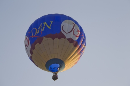 SEYMOUR, WI - AUGUST 3: Jordan hot air balloon sails away into the sky at the Balloon Rally at the Annual Hamburger Festival on August 3, 2012 in Seymour, Wisconsin.のeditorial素材