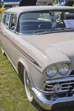 MARION, WI - SEPTEMBER 16: Side profile view of 1959 Pink Rambler car at the 3rd Annual Not Just Another Car Show on September 16, 2012 in Marion, Wisconsin.のeditorial素材