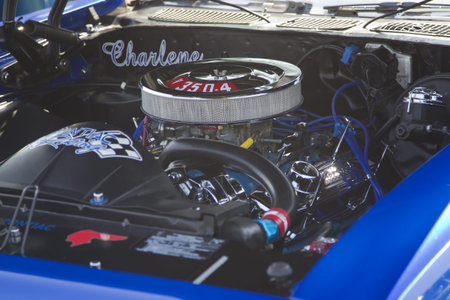 MARION, WI - SEPTEMBER 16: Engine of 1970 Blue Pontiac Lemans Sport car at the 3rd Annual Not Just...