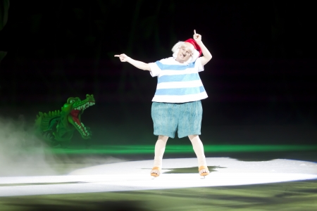 GREEN BAY, WI - MARCH 10:  Mr. Smee and Tick Tock crocodile on skates at the Disney on Ice Treasure Trove show at the Resch Center on March 10, 2012 in Green Bay, Wisconsin.のeditorial素材