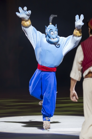 GREEN BAY, WI - MARCH 10:  Genie on skates from Aladdin at the Disney on Ice Treasure Trove show at the Resch Center on March 10, 2012 in Green Bay, Wisconsin.のeditorial素材