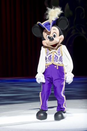 GREEN BAY, WI - MARCH 10: Mickey Mouse in a purple outfit and skates at the Disney on Ice Treasure Trove show at the Resch Center on March 10, 2012 in Green Bay, Wisconsin.のeditorial素材