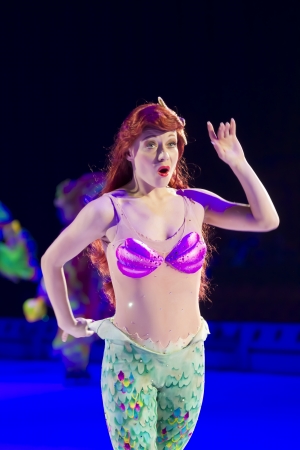 GREEN BAY, WI - MARCH 10: Ariel from Little Mermaid on skates at the Disney on Ice Treasure Trove show at the Resch Center on March 10, 2012 in Green Bay, Wisconsin.のeditorial素材