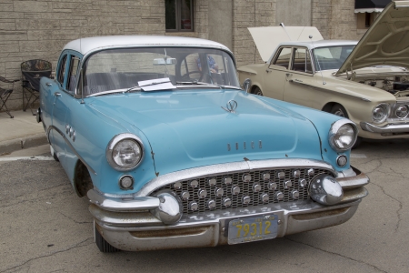 WINNECONNE, WI - JUNE 1:  1955 Aqua Blue Buick Special Car at Annual Car Show on Main Street June 1, 2013 in Winneconne, Wisconsin.のeditorial素材