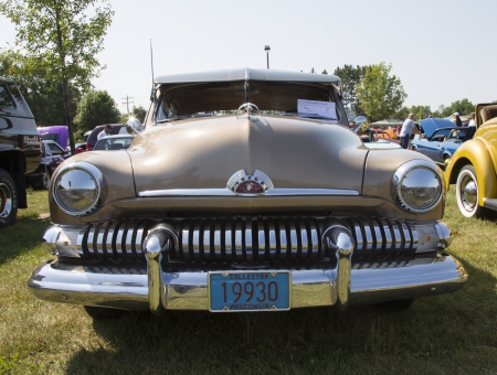 WAUPACA, WI - AUGUST 24:   Front of 1951 Mercury Coupe Car at Waupaca Rod and Classic Annual Car Show August 24, 2013 in Waupaca, Wisconsin.のeditorial素材