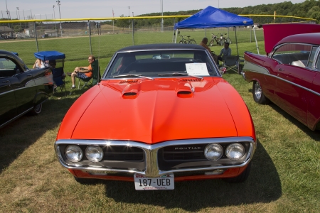 WAUPACA, WI - AUGUST 24:  1967 Pontiac Firebird Car at Waupaca Rod and Classic Annual Car Show August 24, 2013 in Waupaca, Wisconsin.のeditorial素材