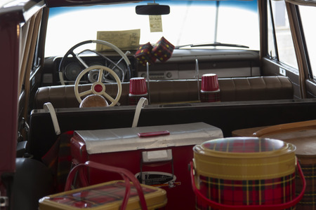 IOLA, WI - JULY 12:  Insdie 1964 Studebaker Daytona Wagonairre Car at Iola 42nd Annual Car Show July 12, 2014 in Iola, Wisconsin.のeditorial素材