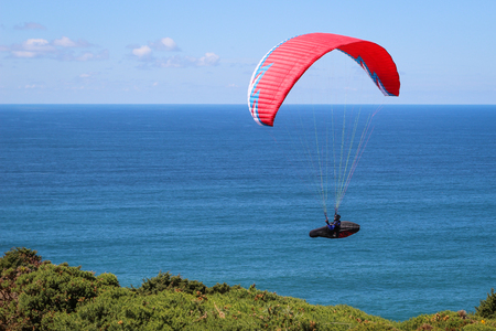 Paragliding in the skyの写真素材