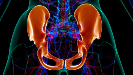 Human Skeleton Hip or Pelvic bone Anatomy For Medical Concept 3D Illustration