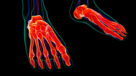 Human Skeleton Foot bones Anatomy For Medical Concept 3D Illustration