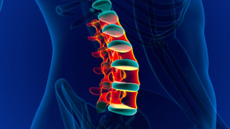 Human Skeleton Vertebral Column Lumbar Vertebrae Anatomy 3D Illustration