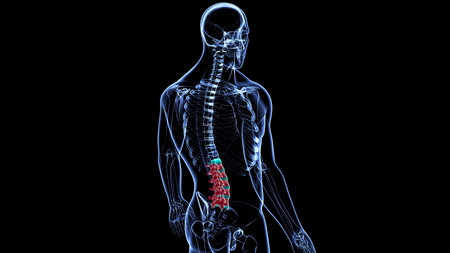 Human Skeleton Vertebral Column Lumbar Vertebrae Anatomy 3D Illustration