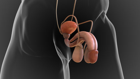 male reproductive system contains the external genitals the penis, testes and the scrotum 3Dの写真素材