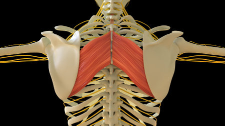 Rhomboid Major Muscle anatomy for medical concept 3D illustrationの写真素材