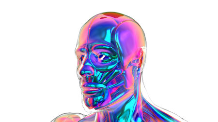 3D Illustration, Muscle is a soft tissue, Muscle cells contain proteins , producing a contraction that changes both the length and the shape of the cell. Muscles function to produce force and motion.の写真素材