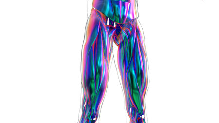 3D Illustration, Muscle is a soft tissue, Muscle cells contain proteins , producing a contraction that changes both the length and the shape of the cell. Muscles function to produce force and motion.の写真素材