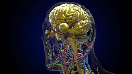 Human brain anatomy for medical concept 3D illustrationの写真素材