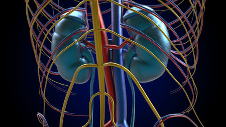 Human kidney anatomy for medical concept 3D illustrationの写真素材