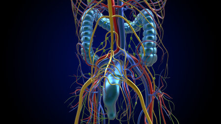 Large intestine appendix anatomy for medical concept 3D illustrationの写真素材