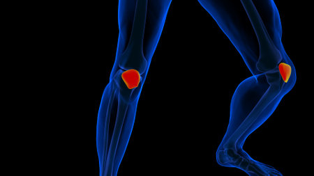 Human skeleton anatomy Patella bone 3D rendering for medical concept 3D illustrationの写真素材