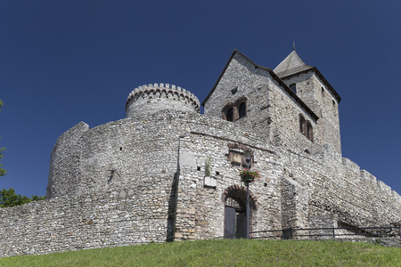 view on Bedzin Castle in Poland on a background of blue sky,  Upper Silesiaのeditorial素材