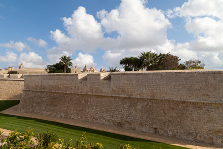 Old walls of the medieval town Mdina, Malta, Europe