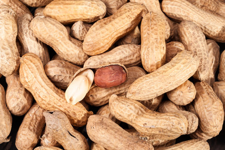 background of fruits of groundnut, close up.