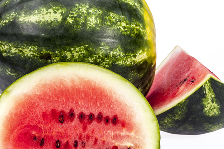 pieces of sliced watermelon isolated on white background.の写真素材