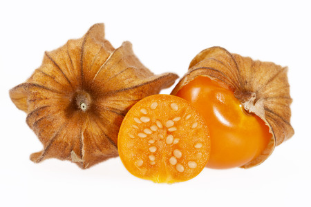 Fruits Physalis ( Physalis peruviana) isolated on white background, close up.の写真素材