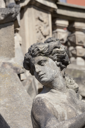 Troja Palace in sunny day, details of sculpture at the entrance, Prague, Czech Republic, Europeのeditorial素材