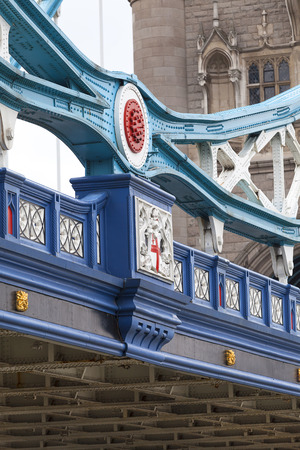 Tower Bridge on the River Thames,details, London, United Kingdom. The bridge is a symbol of the city and a great attraction for touristsの写真素材
