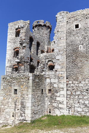 Ruins of  medieval castle, Ogrodzieniec Castle, Podzamcze, Poland. The castle is situated on the 515.5 m high Castle Mountain, built in the 14th century,  located on the Trail of the Eagles Nestsのeditorial素材