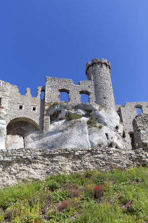Ruins of  medieval castle, Ogrodzieniec Castle, Podzamcze, Poland. The castle is situated on the 515.5 m high Castle Mountain, built in the 14th century,  located on the Trail of the Eagles Nestsのeditorial素材