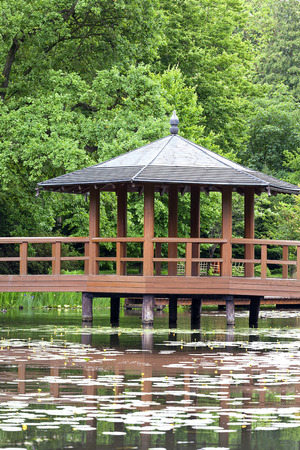 WROCLAW, POLAND - JUNE 13, 2017: Japanese Garden, exotic plants, spring. The Japanese Garden was founded in 1909-1913,  located within Szczytnicki Parkのeditorial素材