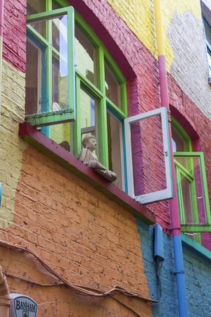 LONDON, UNITED KINGDOM - JUNE 22, 2017: Colorful houses on Neals Yard, small alley in  Covent Gardenのeditorial素材